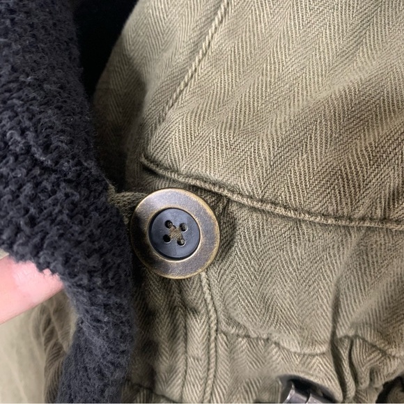 Free People Soft Peplum Hooded Military Army Green Cargo Jacket - Picture 11 of 15